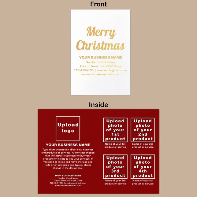 Metalizado Marca Red Business no Cartão de Foil de Natal (Red business brand with products or services on Christmas folded foil card.)