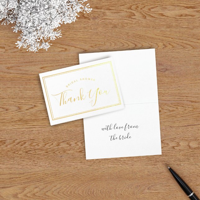 Metalizado Mini Chá de panela De Moldura Obrigado Cartão Foil (Perfect foil thank you card to thank your guests for attending your bridal shower)
