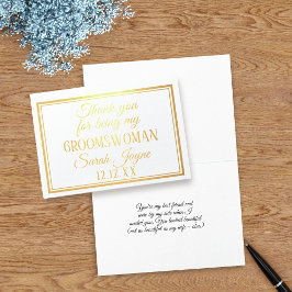 Metalizado Obrigado por ser meu Cartão Foil da Groomswoman