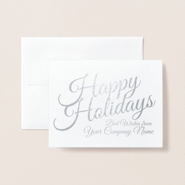 Metalizado Placa prateada de cartão de feriado personalizado  (Frente com envelope)