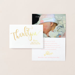 Metalizado REAL Gold Foil OBRIGADO COM O Cartão com fotos