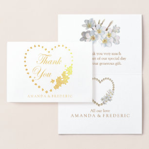 Metalizado REAL Gold Foil & Pearls Obrigado Cartão de Casame