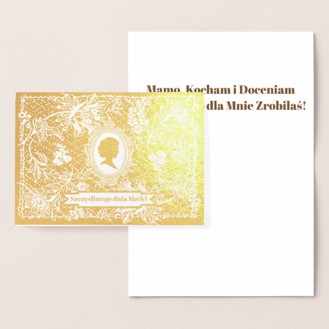 Metalizado Szczęśliwego Dnia Matki - Cartão Karta (Exibição)
