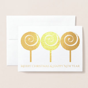 Metalizado Três Lollipops Cartão de Saudação de Natal