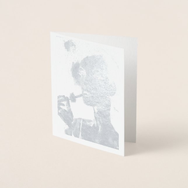 Metalizado Vazio - Mulher fumante no Cartão de Folha de Prata (Frente)