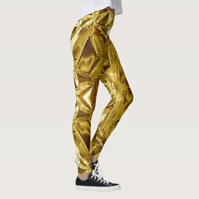 Metallic Gold Abstract 101 Leggings (Direita)