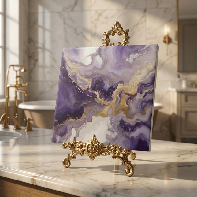 Metallic Liquid Art Purple & Gold Marble Agate (Criador carregado)