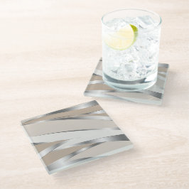 Metallic Silver and Beige Abstract