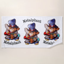 Metalphant com a toalha de praia da guitarra -