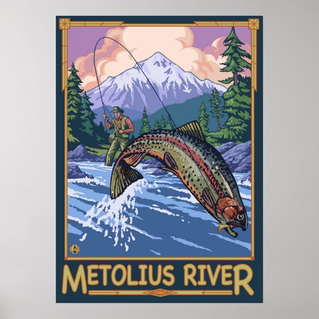 Metolius River, Oregon Fly Fishing Travel Poster (Frente)