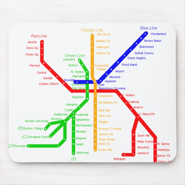 Metro Mousepad de Boston (Frente)