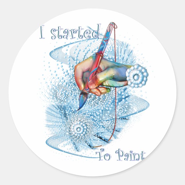 Meu adesivo redondo clássico de pintura (Frente)
