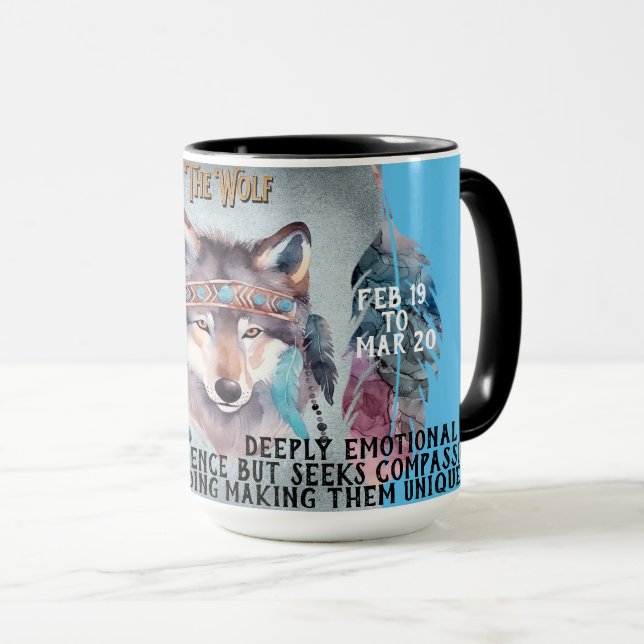 "Meu Animal Espiritual" Caneca de Café do Lobo (Frente Esquerda)