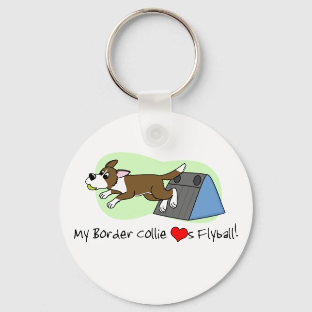 Meu Bordo Collie ama Chaveiro de Flyball (Brown) (Frente)