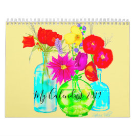Meu calendário 2019 decorado com flores coloridas