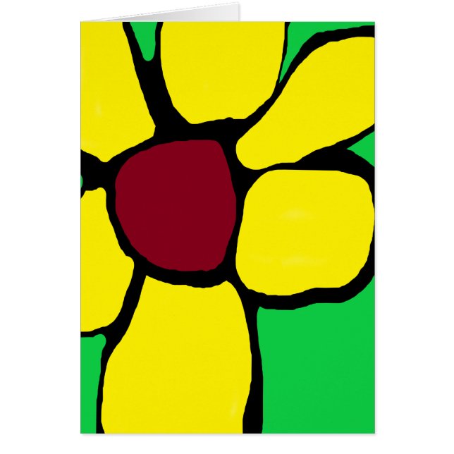 Meu cartão abstrato de flor amarela (Frente)