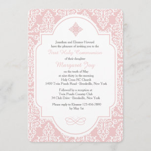 Meu convite cor-de-rosa do primeiro comunhão