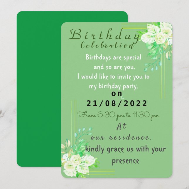 Meu convite de aniversário (Frente/Verso)