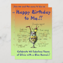 Meu Convite de aniversário Azul do Havaí