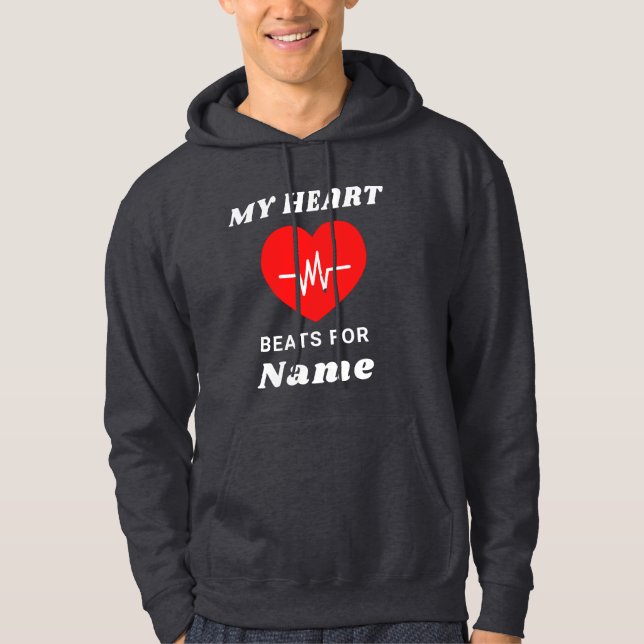 Meu Coração Bate Na Camiseta Hooded Personalizada (Frente)