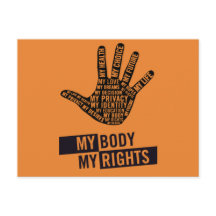 Meu corpo Meu cartão postal de direitos femininos