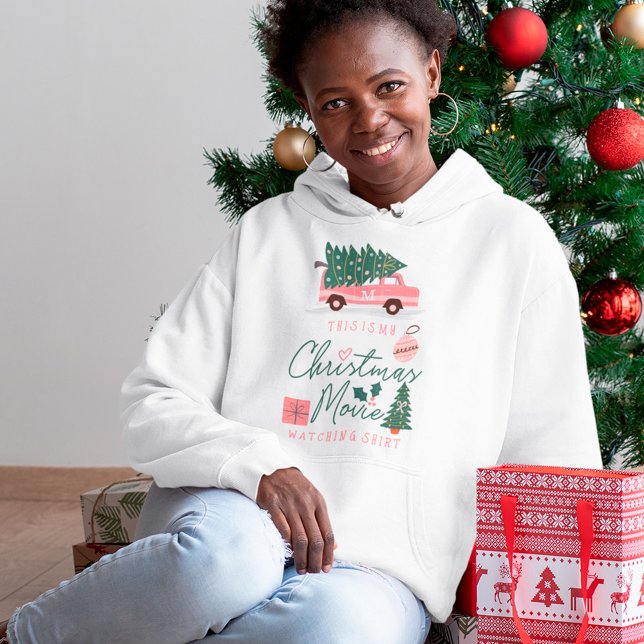 Meu filme de Natal assistindo camisa cor-de-rosa V (My Christmas Movie Watching Shirt Pink Retro Van)