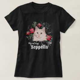 Meu gato cava a camiseta Zeppelin preto branco