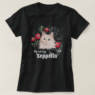 Meu gato cava a camiseta Zeppelin preto branco