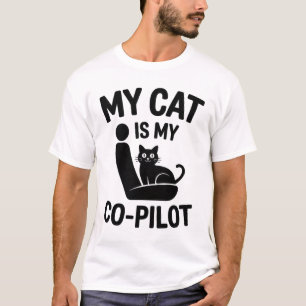 Meu Gato É Meu Co-Piloto - Camisetas Engraçadas Ma