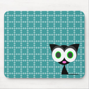 Meu gato preto afortunado Mousepad modelado azul