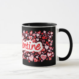 "Meu Namorados" cora caneca preta rosa-vermelha