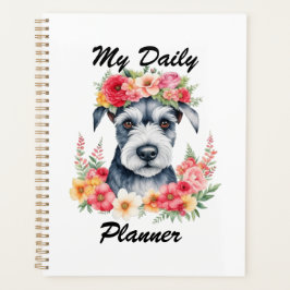 Meu Planejador Diário Mini Schnauzer Flor Rosa Re