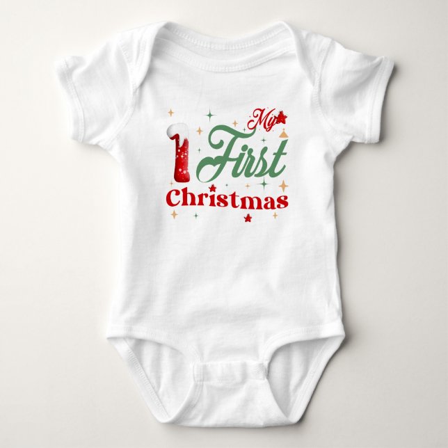 Meu Primeiro Body de Jersey para Bebê de Natal (Frente)