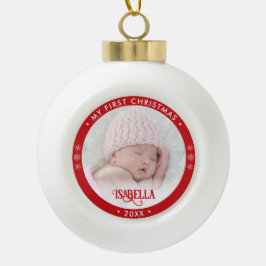 Meu Primeiro Ornamento de Bola Vermelha Cerâmica F