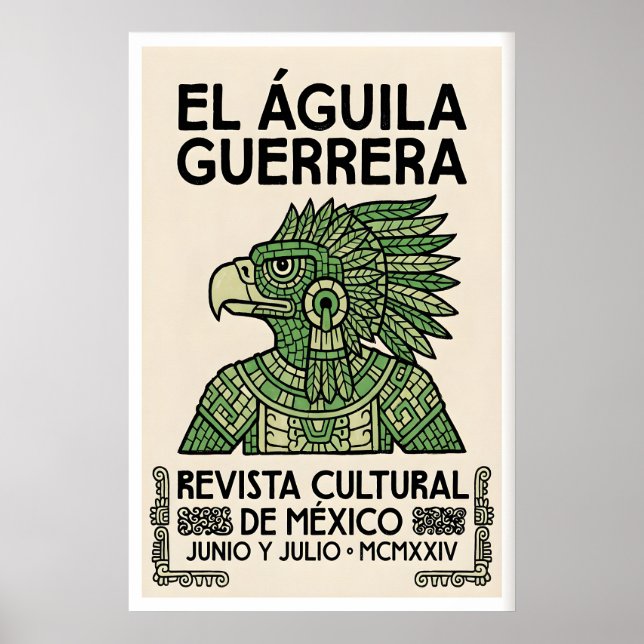Mexican Eagle Poster Aztec Warrior Design (Frente)