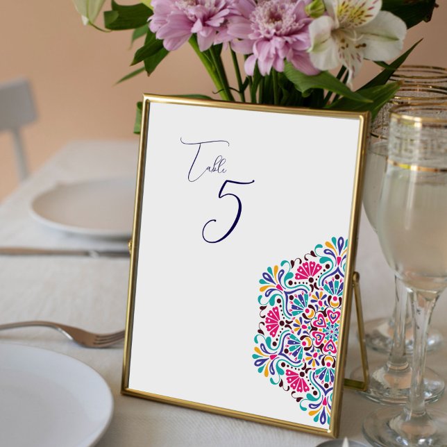 Mexican Fiesta Rainbow Wedding Tabletop Sign (Criador carregado)