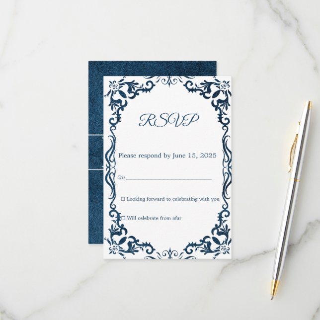 Mexican Papel Picado Wedding RSVP Card (Frente/Verso In Situ)