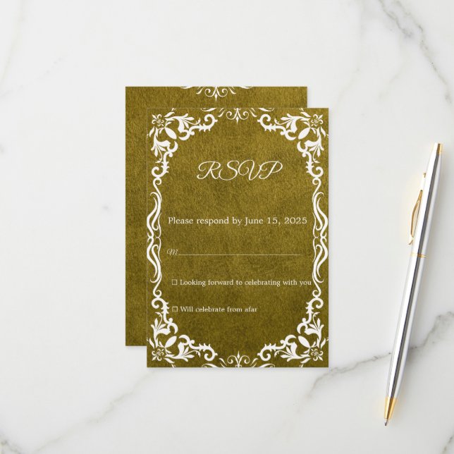 Mexican Papel Picado Wedding RSVP Card (Frente/Verso In Situ)