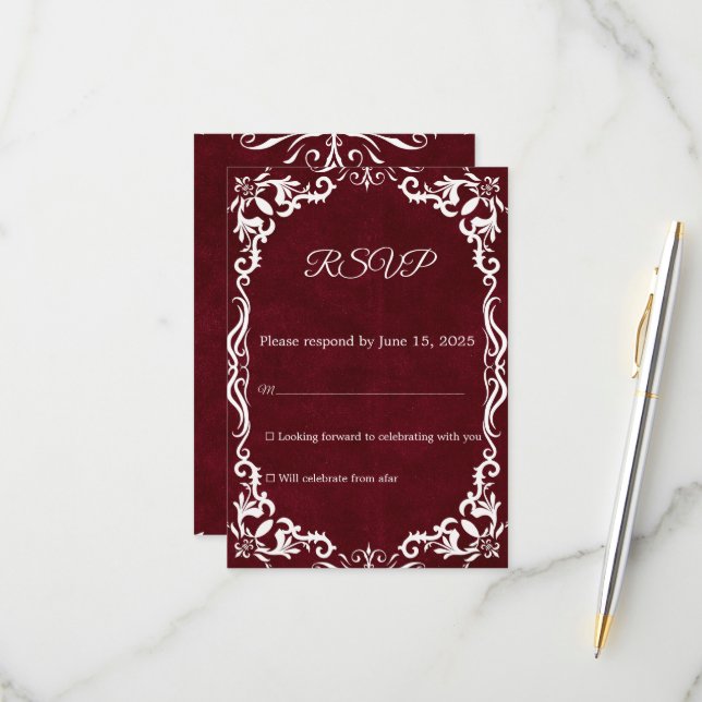 Mexican Papel Picado Wedding RSVP Card (Frente/Verso In Situ)