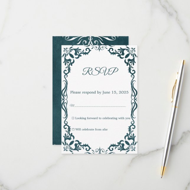 Mexican Papel Picado Wedding RSVP Card (Frente/Verso In Situ)