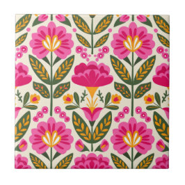 Mexican Talavera Flowers Fuchsia Pink Floral 