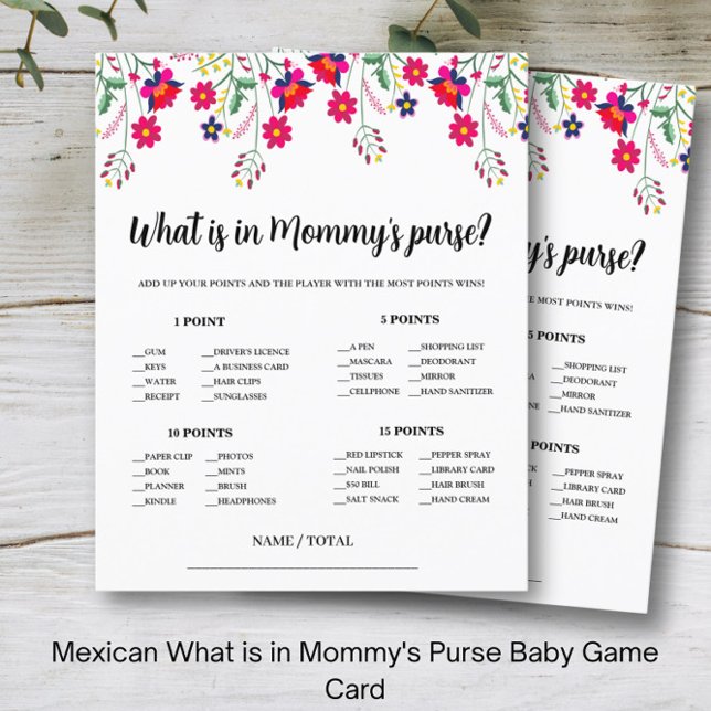 Mexican What is in Mommy's Purse Baby Game Card  (Criador carregado)