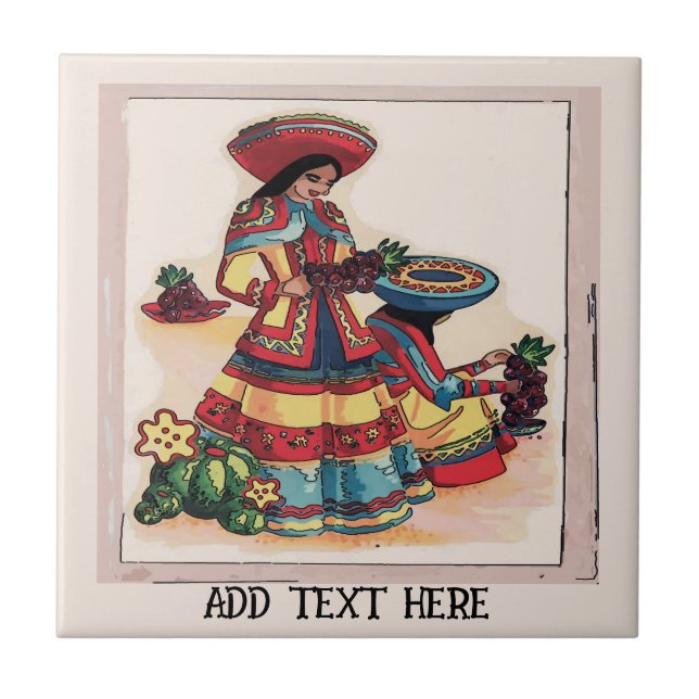 Mexican Women Tile Mural, edit text (Frente)