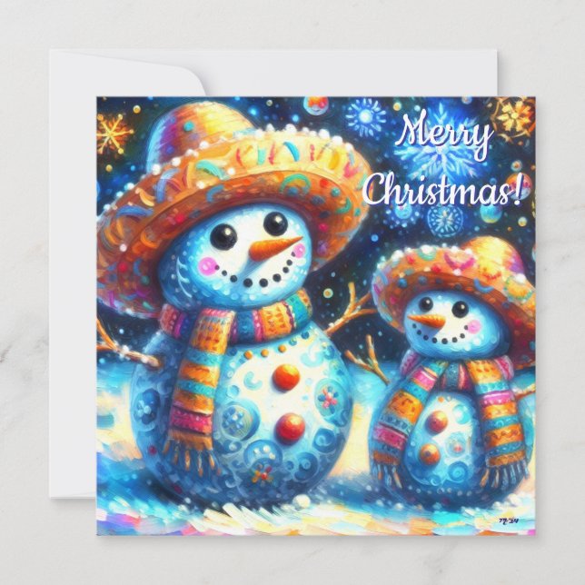 Mexicano Folk Art Snowmen Personalizado (Frente)