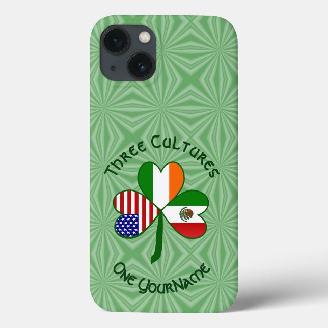Mexicano Irish American Flag Shamrock Personalizad (Verso)