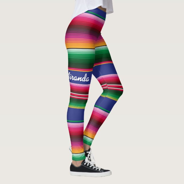 Mexicano Serape SEU NOME Leggings Calças femininas (Direita)