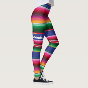 Mexicano Serape SEU NOME Leggings Women's Pants