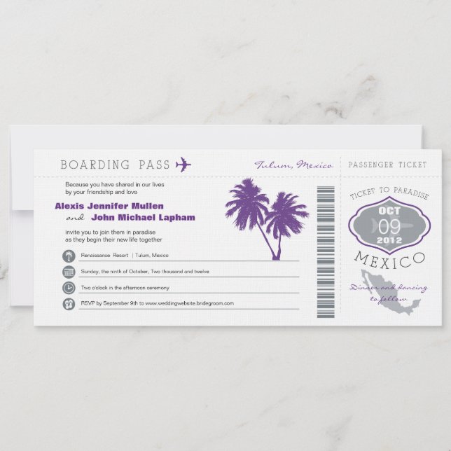 México que embarca o convite de PassWedding (Frente)