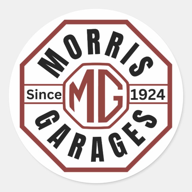 MG Morris Garages Adesivos redondos clássicos (Frente)
