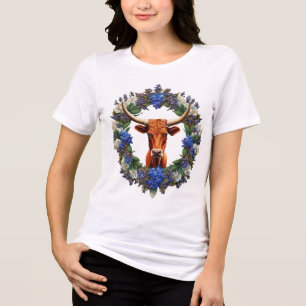 Mia O Longhorn Cercado Por Uma Coroa De Lupinos